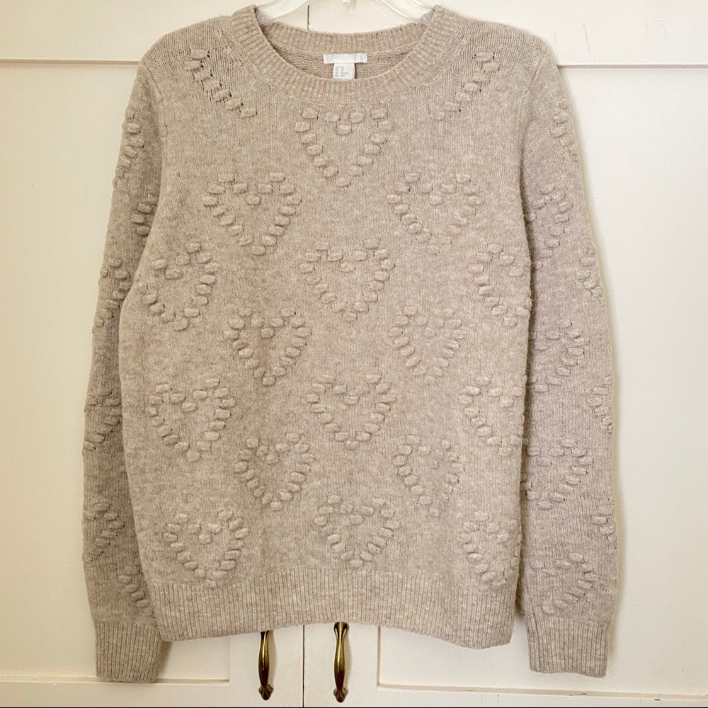 H&M Beige Heart Pattern Sweater